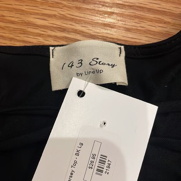 143 Story by Line Up Black Jersey Knit Top - Size 16 - Picture 3 of 6